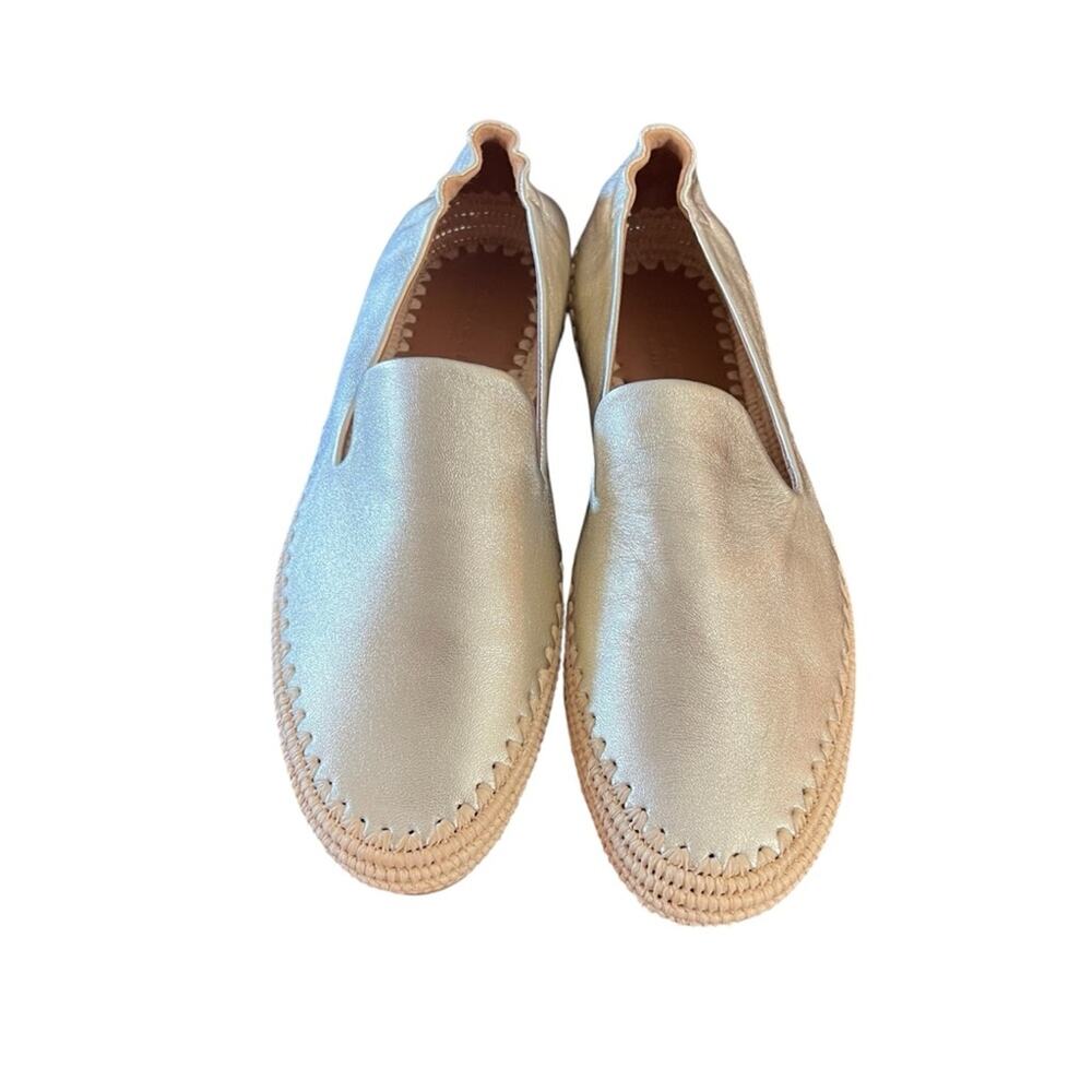 Clergerie Irmis Gold Leather Espadrille Flats Slip On NEW Size 8.5 - Picture 8 of 10